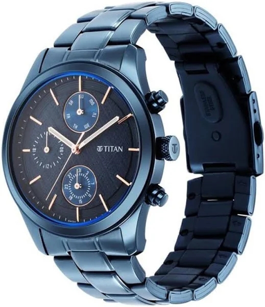 Titan Neo Splash Quartz Analog Date Blue Dial Strap Watch